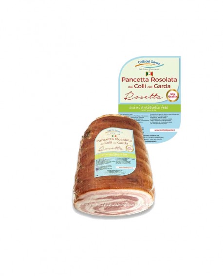 95,48 € Pancetta Rosolata Rosetta Alta Qualità Antibiotic Free - metà 3,5Kg sottovuoto - Salumi Colli del Garda