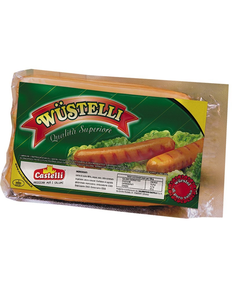 Wustelli Hot Dog puro suino Vaschetta - freschi con budello